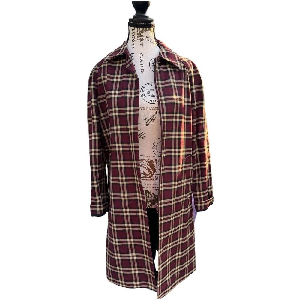 New Style Express Coat wool Blend 3/4 Length Plum Brown Plaid Womens Size 4